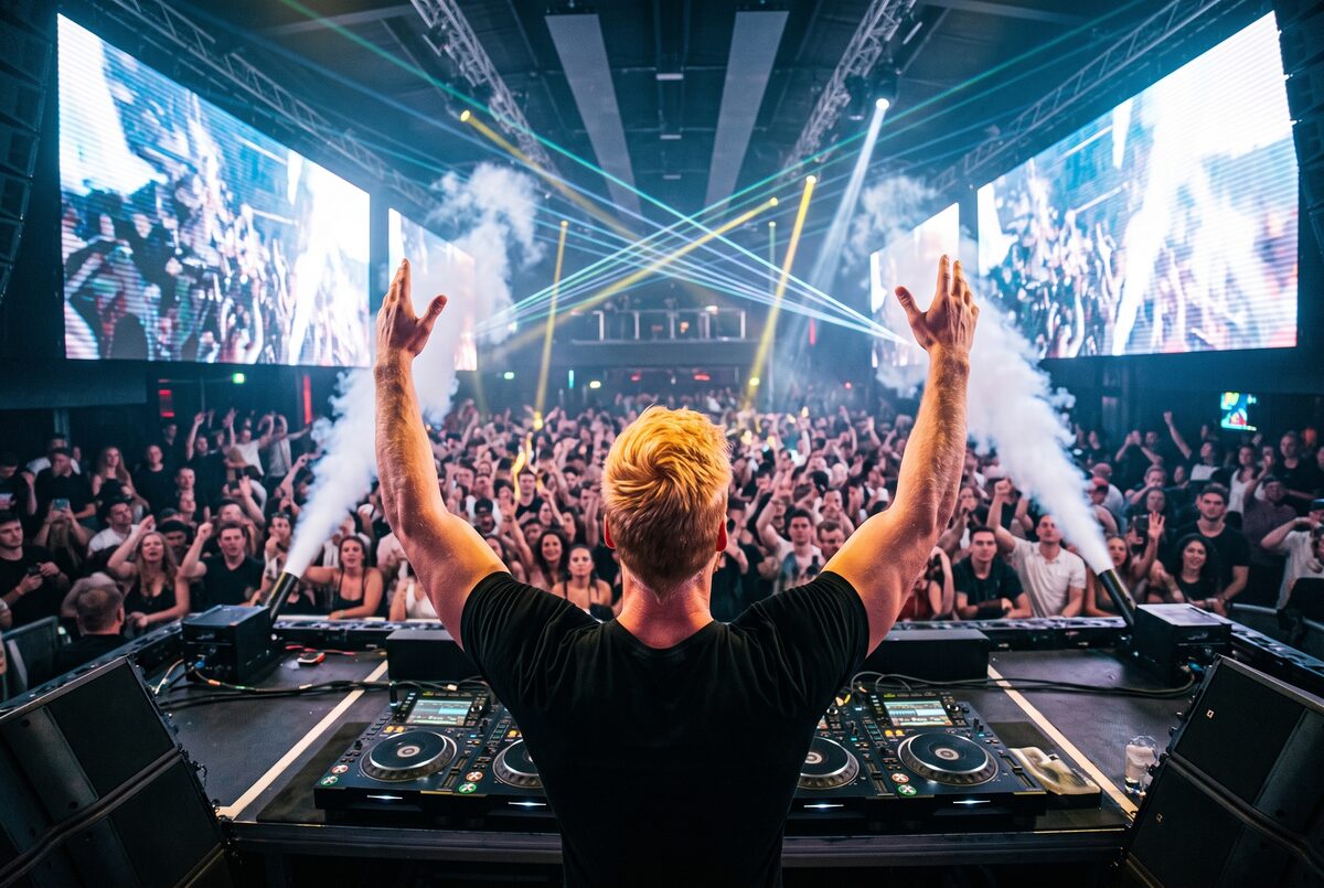 Superclub hero shot, lasers overhead
