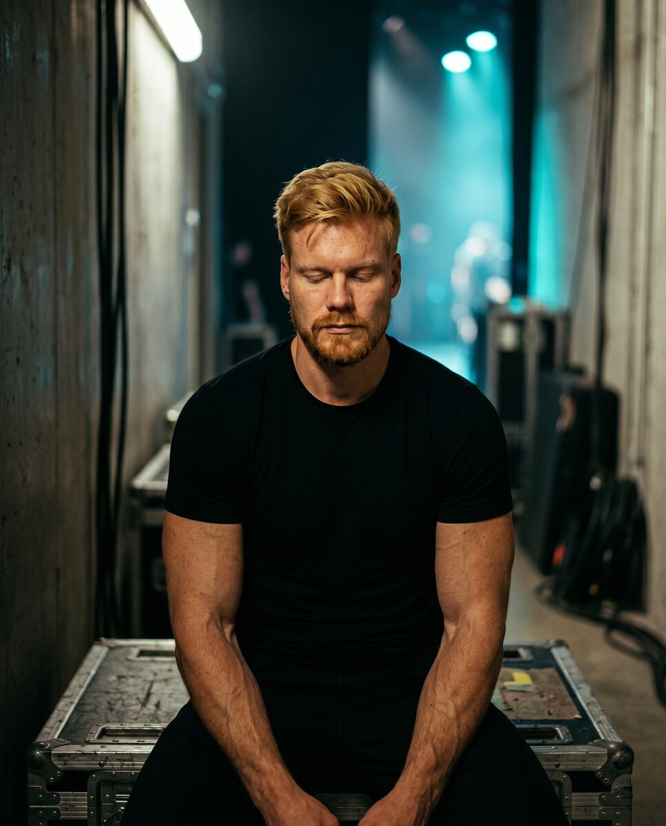 Quiet backstage moment before the set